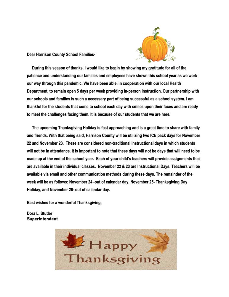 Happy Thanksgiving From Harrison County Schools