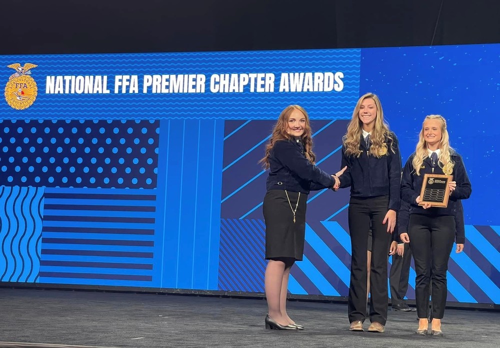 Photo: Left to Right- National FFA Eastern Region Vice President, Mallory White, South Harrison FFA Member Mahaliegh Mearns, South Harrison FFA Member Taylor Smith 