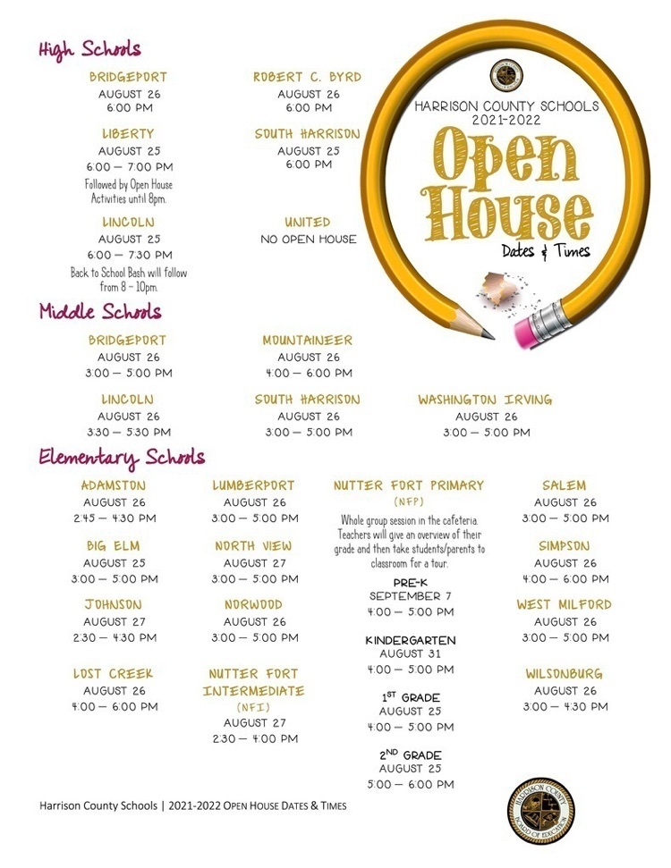 open house schedule